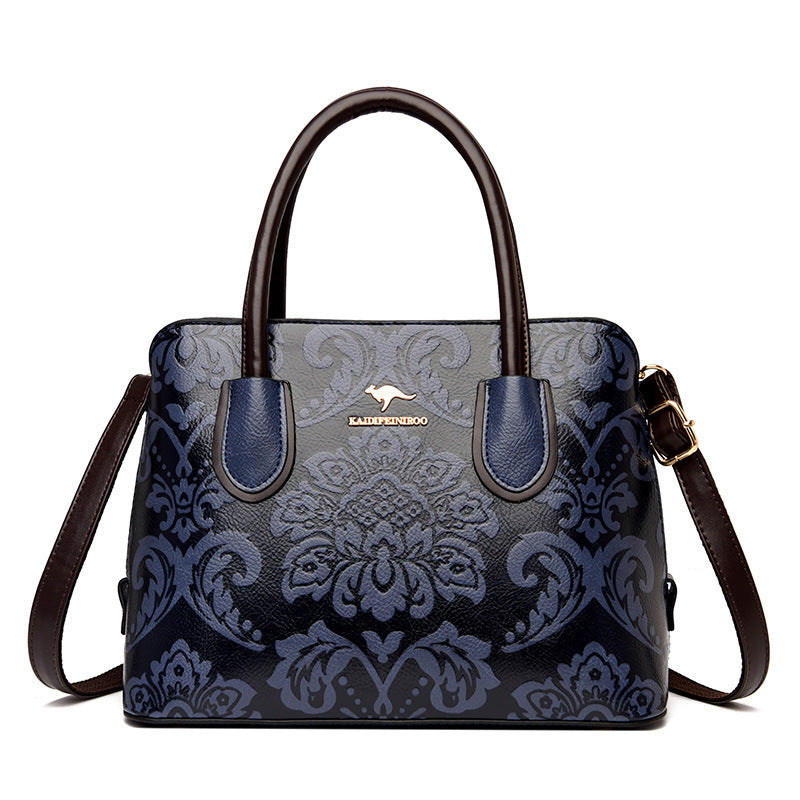 Women's Gilded Heirloom Satchel - Hand-Tooled Embossed Leather Convertible with Timeless Architecture & Artisan Legacy
