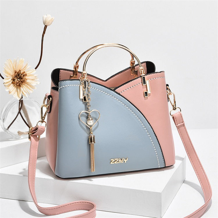 Patchwork PU Leather Large Tote Shoulder Crossbody Bag
