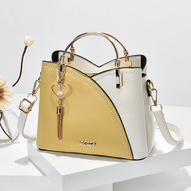 Patchwork PU Leather Large Tote Shoulder Crossbody Bag