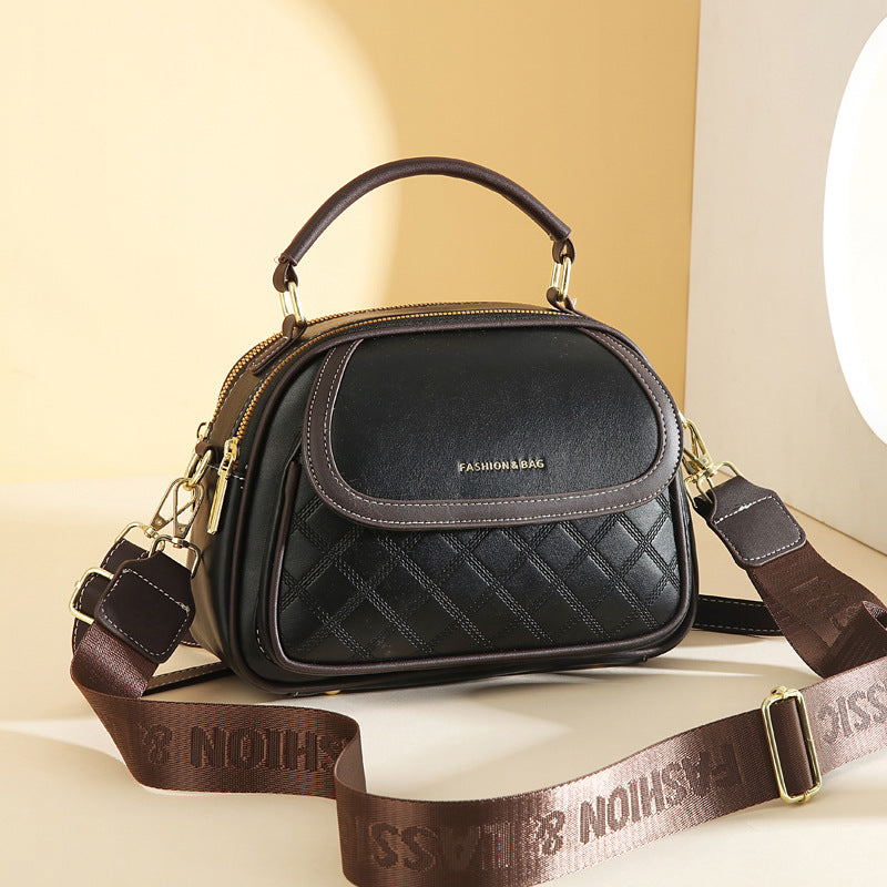 Women's Quilted Round Bag – Crossbody & Shoulder Mini Purse for Women