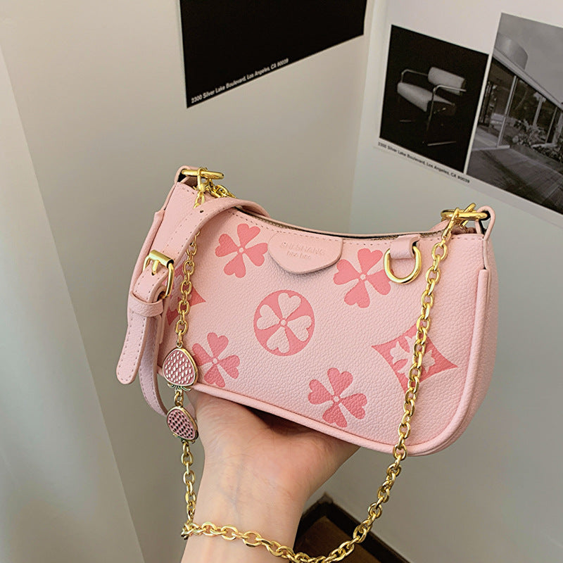 Women's Heritage Print Satchel – Mini Convertible Mahjong Bag with Artisan Monogram & Chain Strap