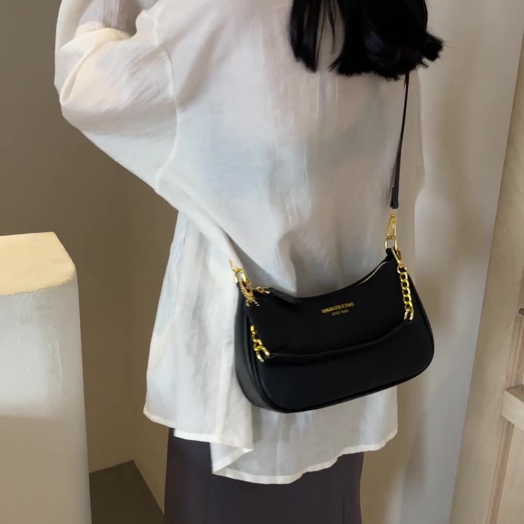 Women's Artisan Crescent Crossbody Bag - Versatile Shoulder Bag with Chain Strap & Convertible Carry