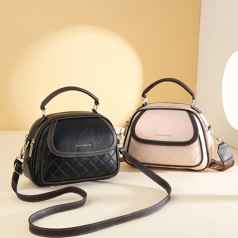 Women's Quilted Round Bag – Crossbody & Shoulder Mini Purse for Women