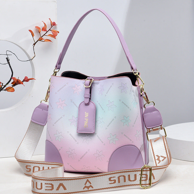 Women's Iridescent Prism Multi-Way Bucket Bag – Color-Shifting Rainbow Shoulder Crossbody Handbag