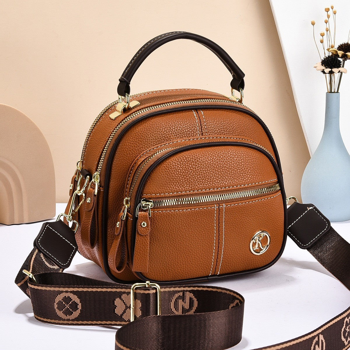 Women's Multi-Zip Compact Satchel — Premium Convertible Shoulder & Crossbody Bag with Curated Organization & Elevated Everyday Style