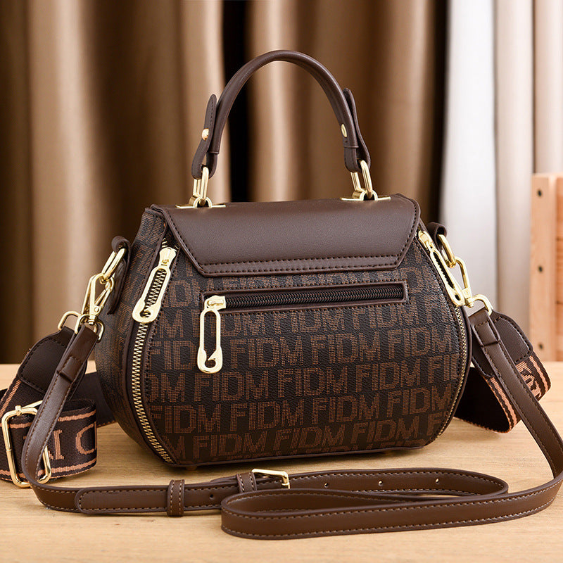 Women's Classic Letter Print Apple Bag - Multi-Way Crossbody Shoulder Tote Handbag Purse