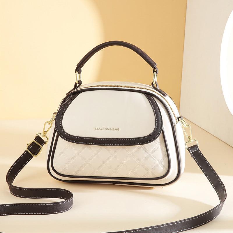 Women's Quilted Round Bag – Crossbody & Shoulder Mini Purse for Women