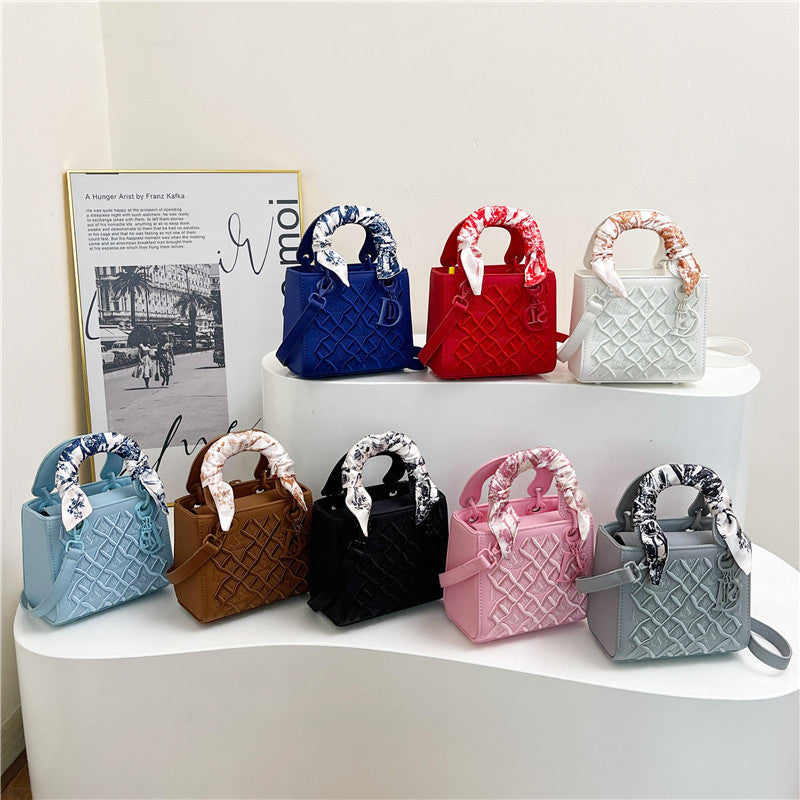 Women's Artisan-Embroidered Quilted Satchel - Heirloom-Quality Shoulder Bag w/ Detachable Silk Scarf & Convertible Strap, Textured Vegan Leather