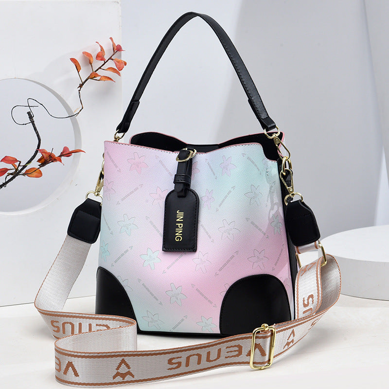 Women's Iridescent Prism Multi-Way Bucket Bag – Color-Shifting Rainbow Shoulder Crossbody Handbag