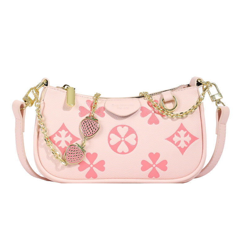 Women's Heritage Print Satchel – Mini Convertible Mahjong Bag with Artisan Monogram & Chain Strap