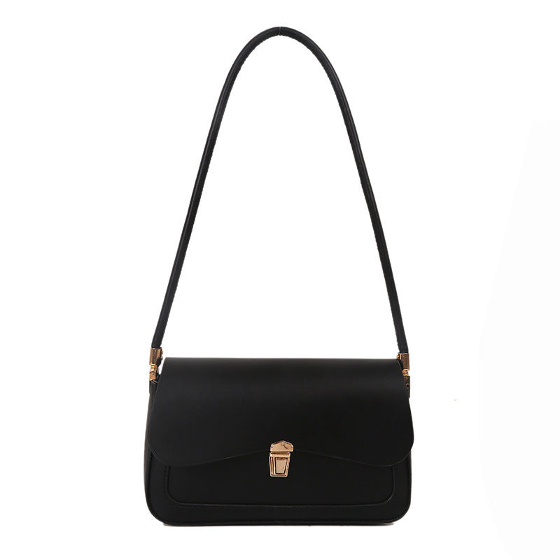 Women’s French Asymmetric Clutch – Textured Underarm Shoulder Bag with Buckle