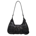 Women's Heartland Crescent — Vintage-Inspired Shoulder Saddle with Distressed Leather Accents & Adjustable Strap