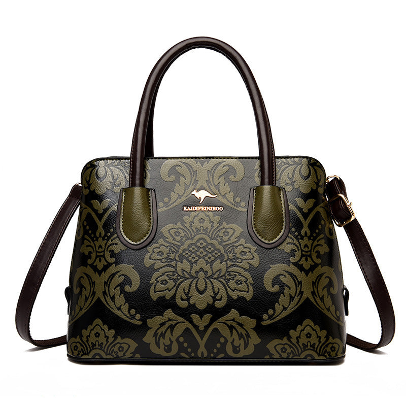 Women's Gilded Heirloom Satchel - Hand-Tooled Embossed Leather Convertible with Timeless Architecture & Artisan Legacy