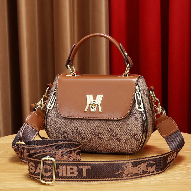 Women's Classic Letter Print Apple Bag - Multi-Way Crossbody Shoulder Tote Handbag Purse