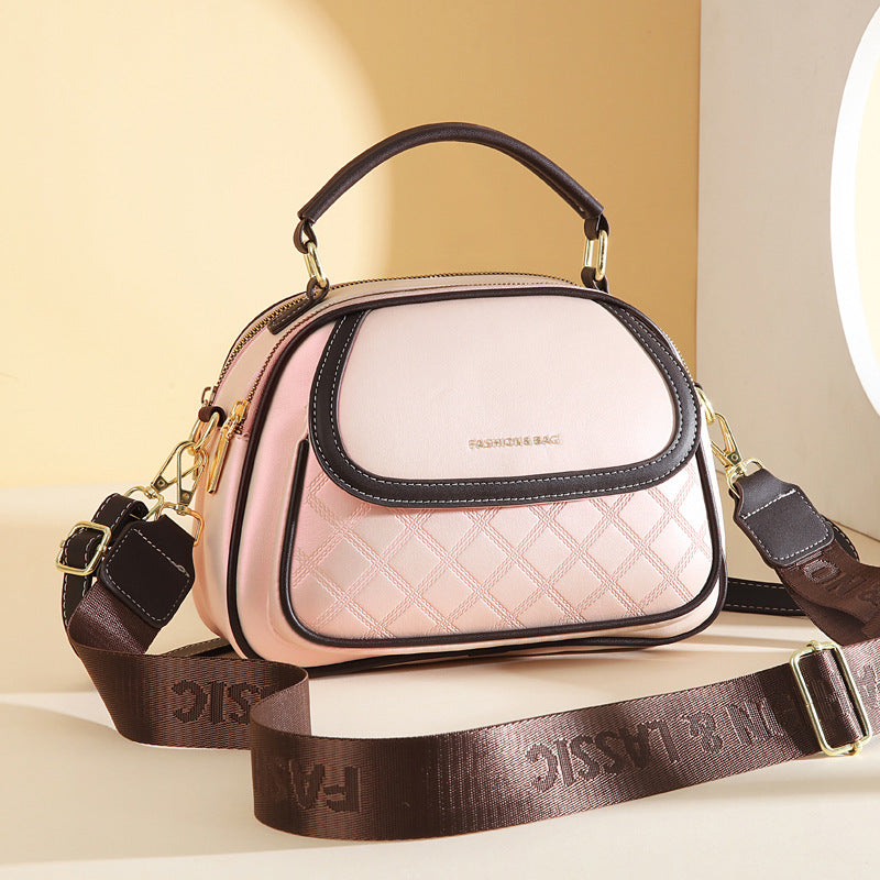 Women's Quilted Round Bag – Crossbody & Shoulder Mini Purse for Women