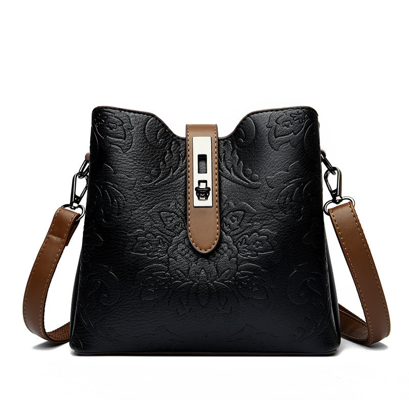 Women's Heritage Artisan Bucket - Distinctive Hand-Blocked Motifs on Heirloom Leather with Village-to-City Versatility