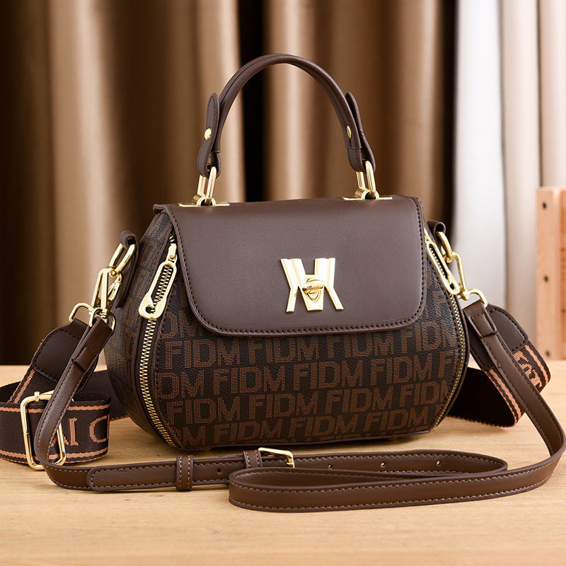 Women's Classic Letter Print Apple Bag - Multi-Way Crossbody Shoulder Tote Handbag Purse