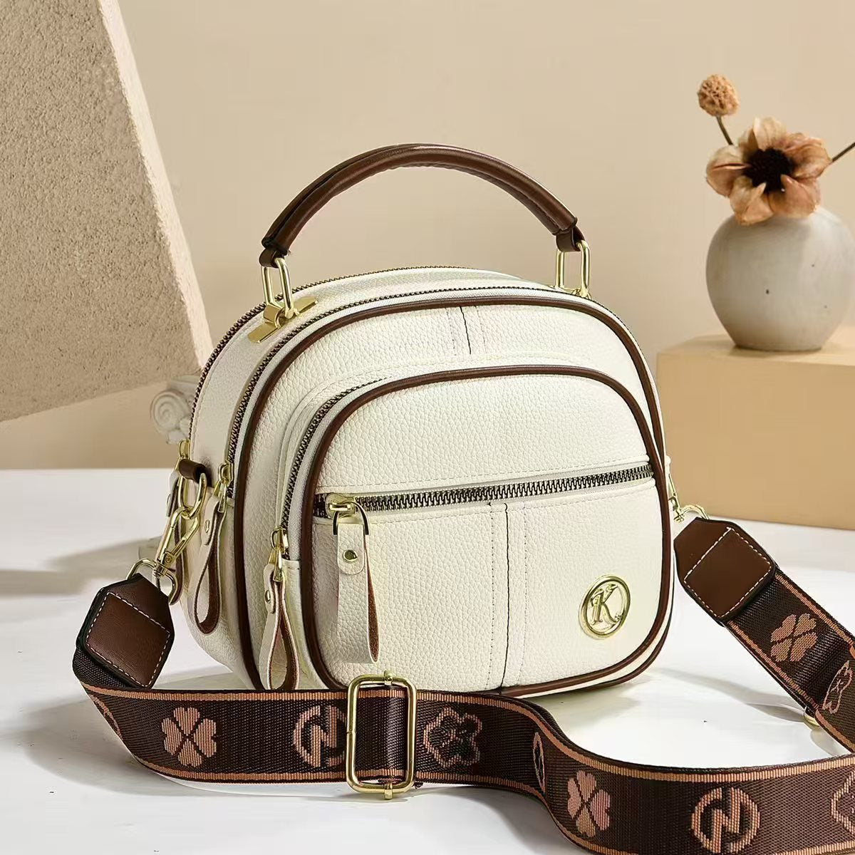 Women's Multi-Zip Compact Satchel — Premium Convertible Shoulder & Crossbody Bag with Curated Organization & Elevated Everyday Style