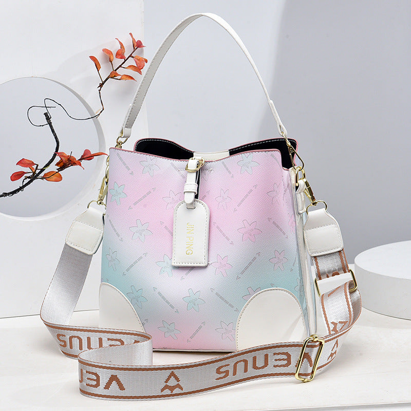 Women's Iridescent Prism Multi-Way Bucket Bag – Color-Shifting Rainbow Shoulder Crossbody Handbag